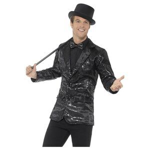 Smiffys Mens Sequin Costume Jacket / Black